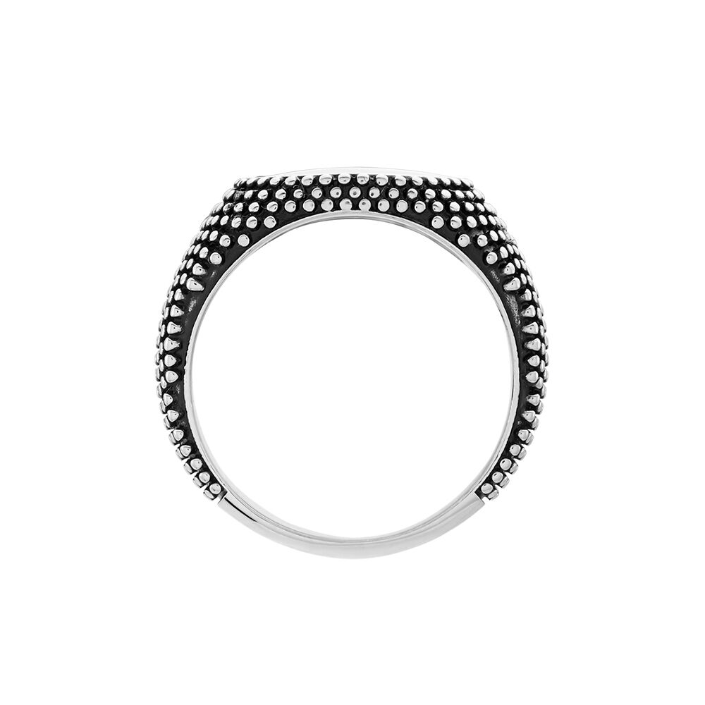 Bague Argent Blanc Tom Email Noir - Bagues grosses Homme | Marc Orian