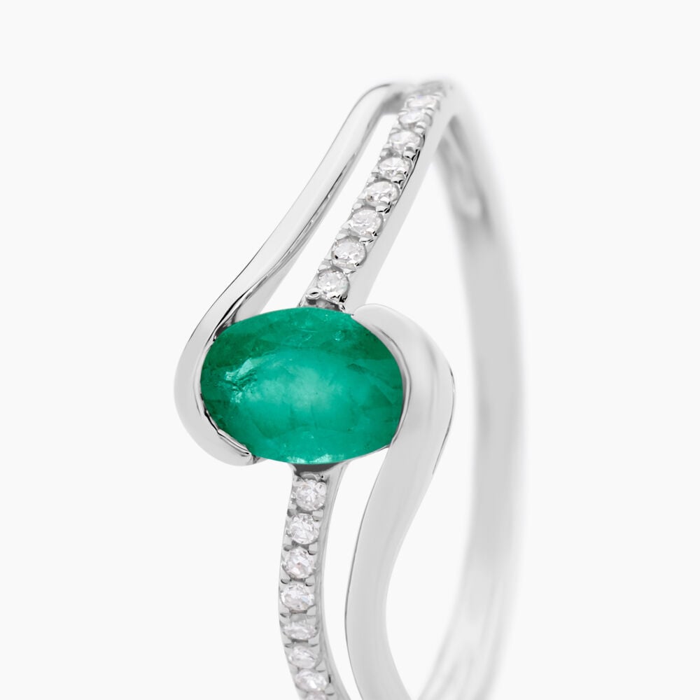 Bague Anja Or Blanc Emeraude Et Diamant - Bagues vintage Femme | Marc Orian