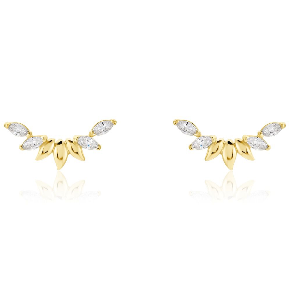 Boucles D'oreilles Puces Miyako Or Jaune Oxyde De Zirconium - Puces Femme | Marc Orian