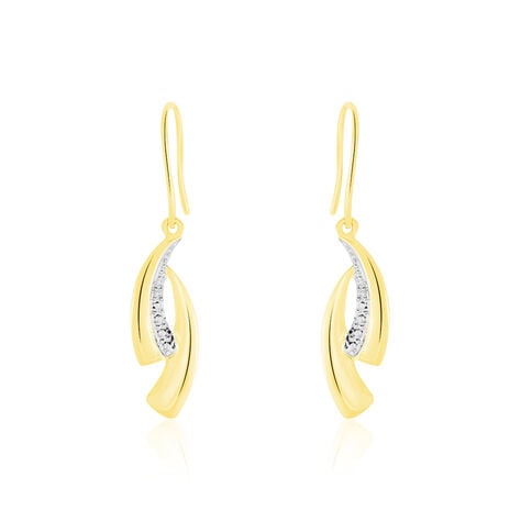 Boucles D'oreilles Pendantes Aube Or Bicolore Diamant - Pendantes Femme | Marc Orian