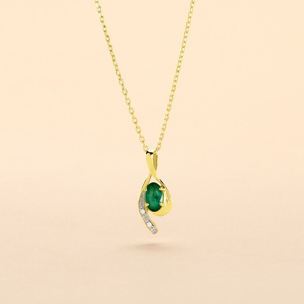 Collier Emotion Or Jaune Emeraude Diamant - Colliers avec pierres Femme | Marc Orian