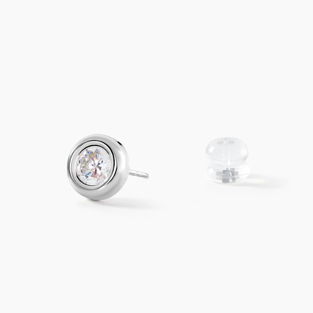 Boucles D'oreilles Puces Eden Serti Pneu Or Blanc Oxyde De Zirconium - Puces Femme | Marc Orian