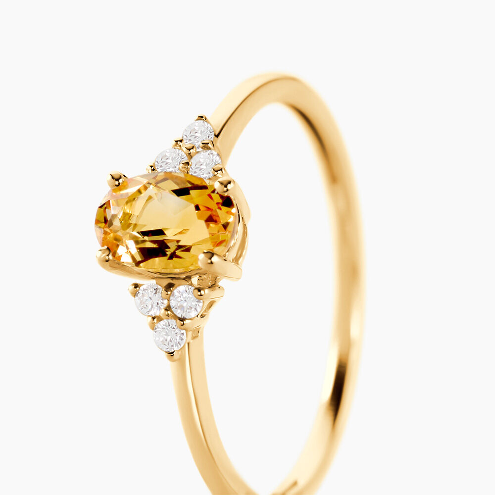 Bague Diapre Or Jaune Citrine Oxyde De Zirconium - Bagues pierres fines Femme | Marc Orian