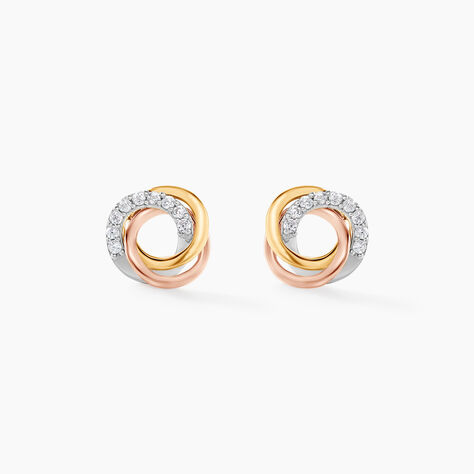 Boucles D'oreilles Puces Amaiur Or Tricolore Oxydes De Zirconium - Puces Femme | Marc Orian