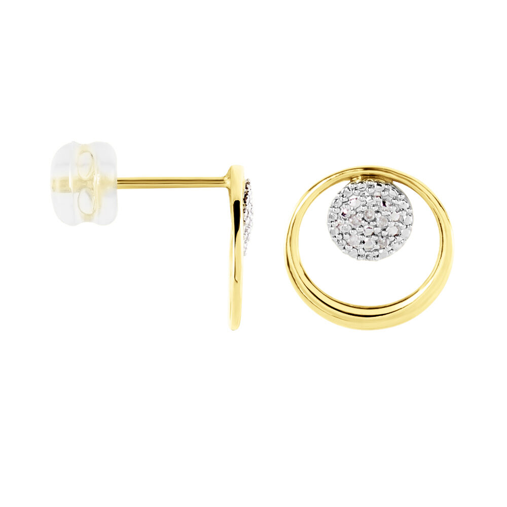 Boucles D'oreilles Puces Or Jaune Laberiane Diamants - Puces Femme | Marc Orian