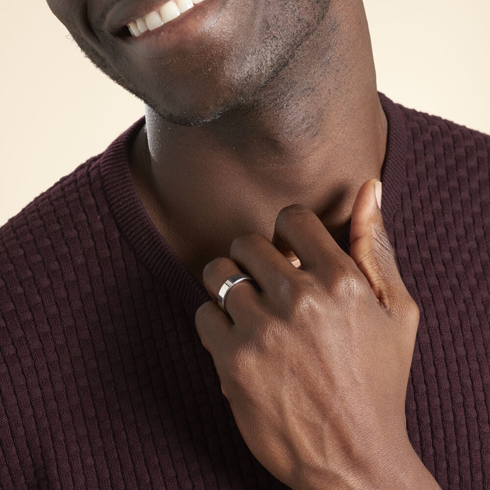 Alliance Inayah Ruban Plat Argent Blanc - Alliances duo Famille | Marc Orian