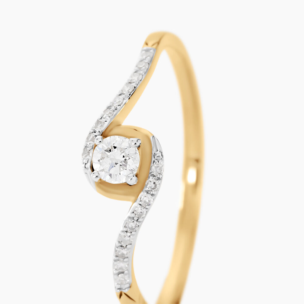 Bague Vrille Accompagnee Or Jaune Diamant - Parures de mariage Femme | Marc Orian