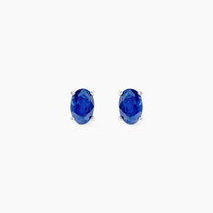 Boucles D'oreilles Puces Ovale Or Blanc Saphir - Clous d'oreilles Femme | Marc Orian