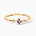 Bague Jochem Argent Dor&eacute; A L'Or 750/1000 Am&eacute;thyste Oxyde De Zirconium - Bagues pierres fines Femme | Marc Orian