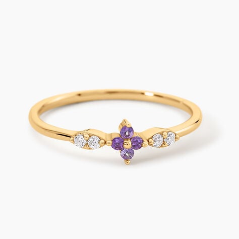 Bague Jochem Argent Dor&eacute; A L'Or 750/1000 Am&eacute;thyste Oxyde De Zirconium - Bagues pierres fines Femme | Marc Orian