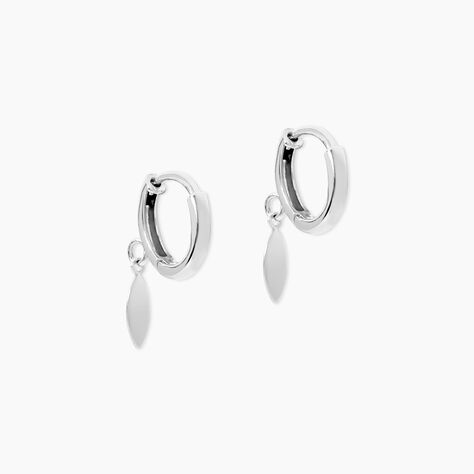 Cr&eacute;oles Argent Blanc Osama - Boucles d'oreilles pampille Femme | Marc Orian