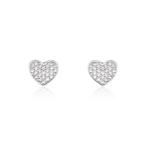 Boucles D'oreilles Puces Esperanza Argent Blanc Oxyde De Zirconium - Puces Femme | Marc Orian