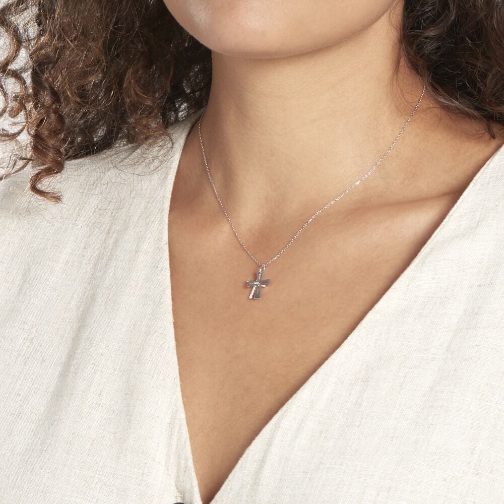 Pendentif Canice Croix Or Blanc Oxyde De Zirconium - Pendentifs Famille | Marc Orian