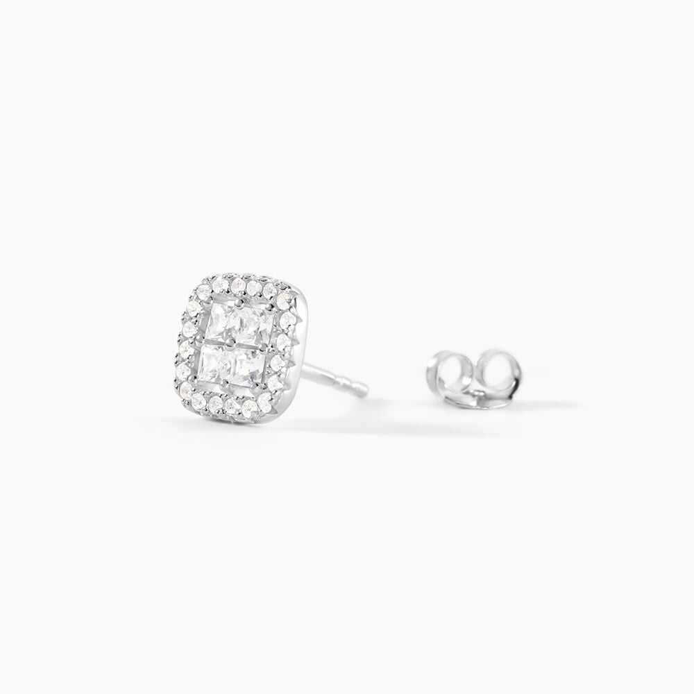 Boucles D'oreilles Puces Justina Argent Blanc Oxyde De Zirconium - Puces Femme | Marc Orian