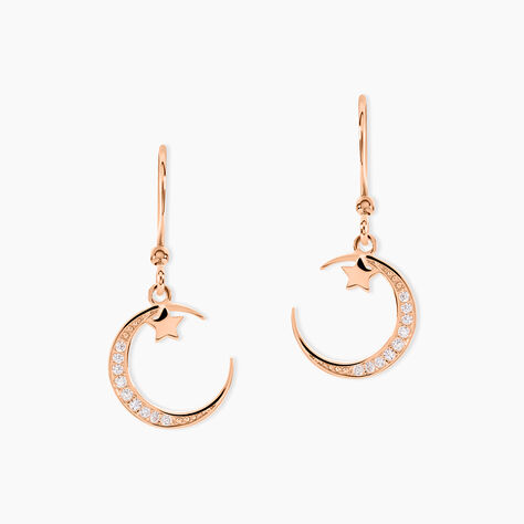 Boucles D'oreilles Pendantes Elizaveta Argent Rose Oxyde De Zirconium - Pendantes Femme | Marc Orian