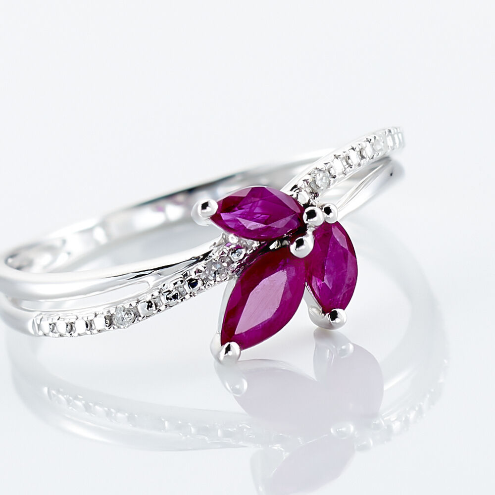 Bague Angie Or Blanc Rubis Et Diamant - Bagues vintage Femme | Marc Orian