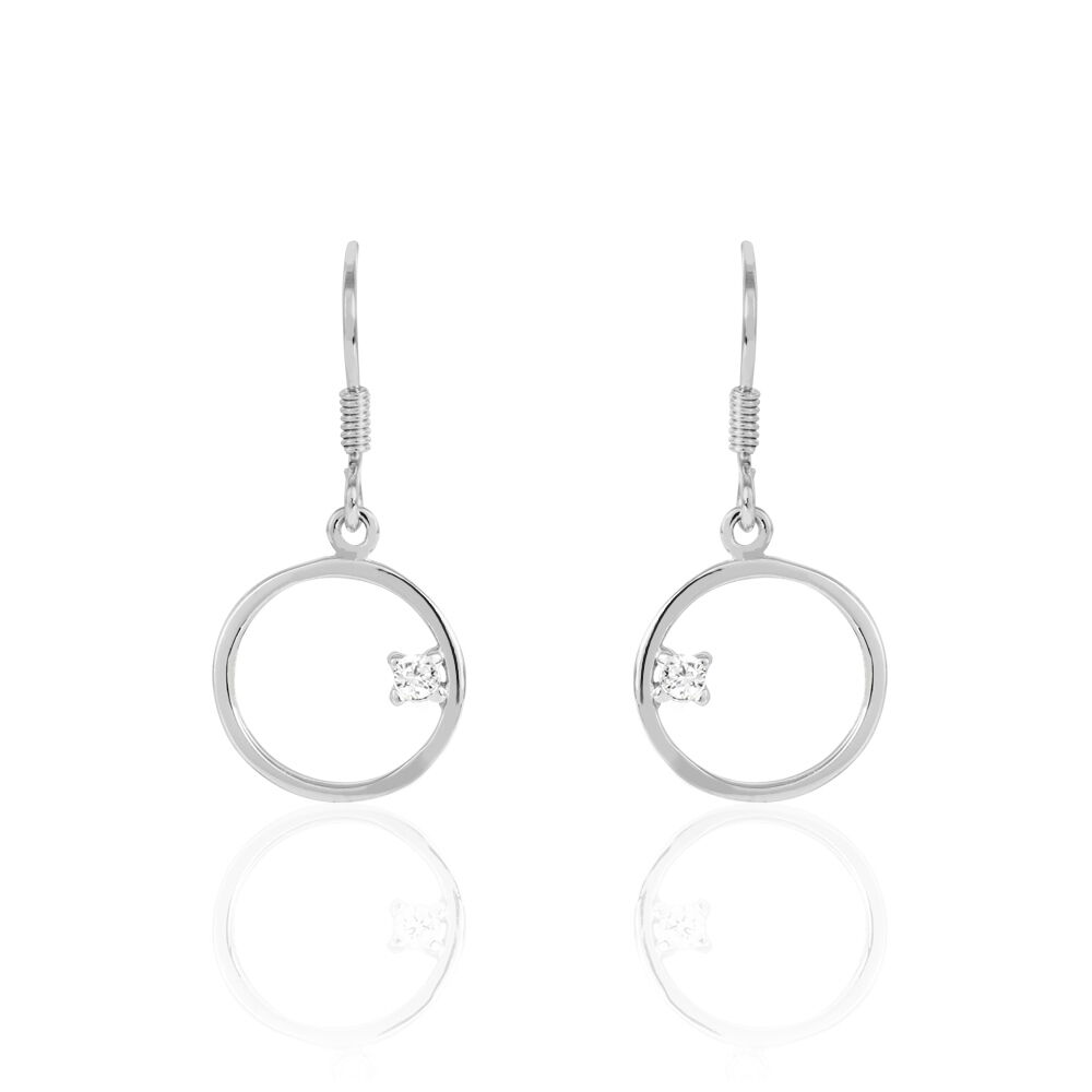 Boucles D'oreilles Pendantes Anas Argent Blanc Oxyde De Zirconium - Pendantes Femme | Marc Orian