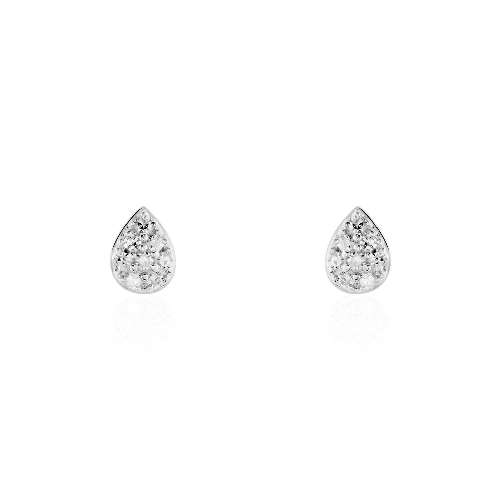 Boucles D'oreilles Puces Nevena Or Blanc Diamant - Puces Femme | Marc Orian