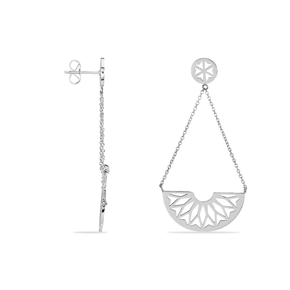 Boucles D'oreilles Pendantes Auxane Acier Blanc - Pendantes Femme | Marc Orian