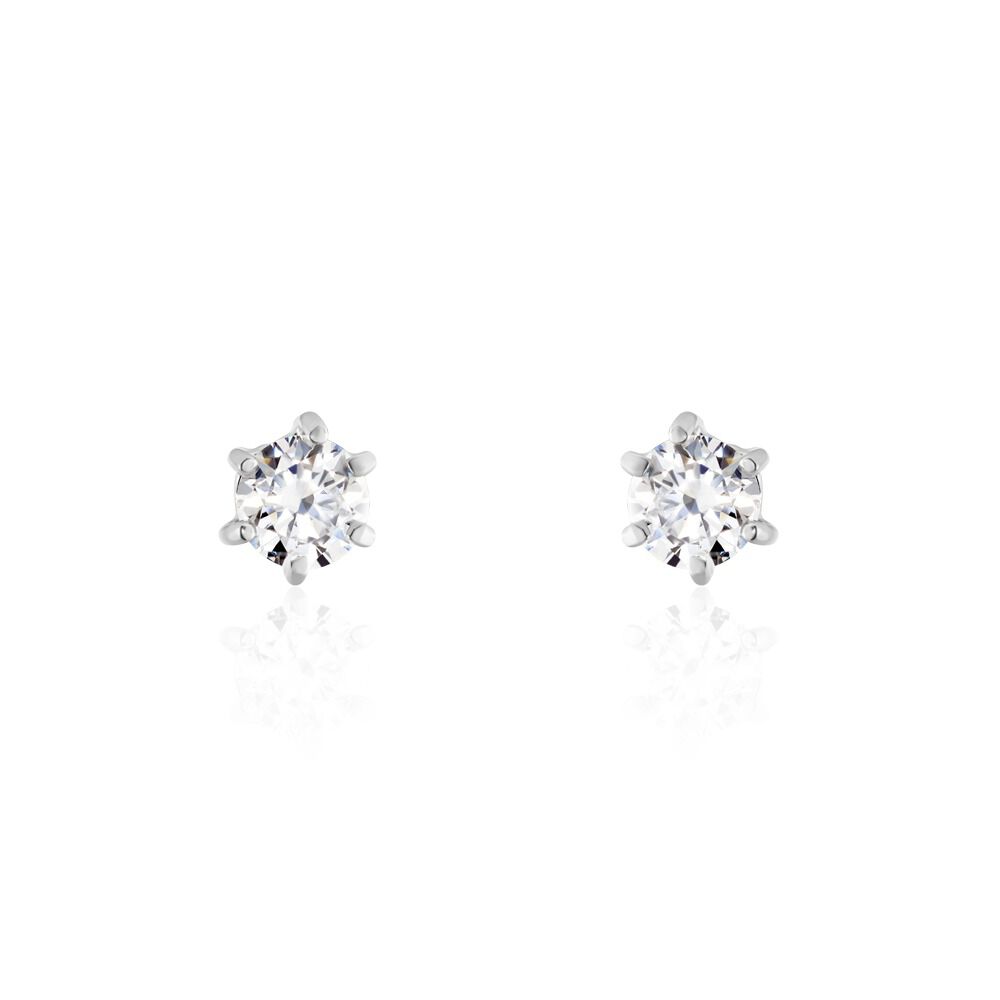 Boucles D'oreilles Puces Petrine Argent Blanc Oxyde De Zirconium - Puces Femme | Marc Orian