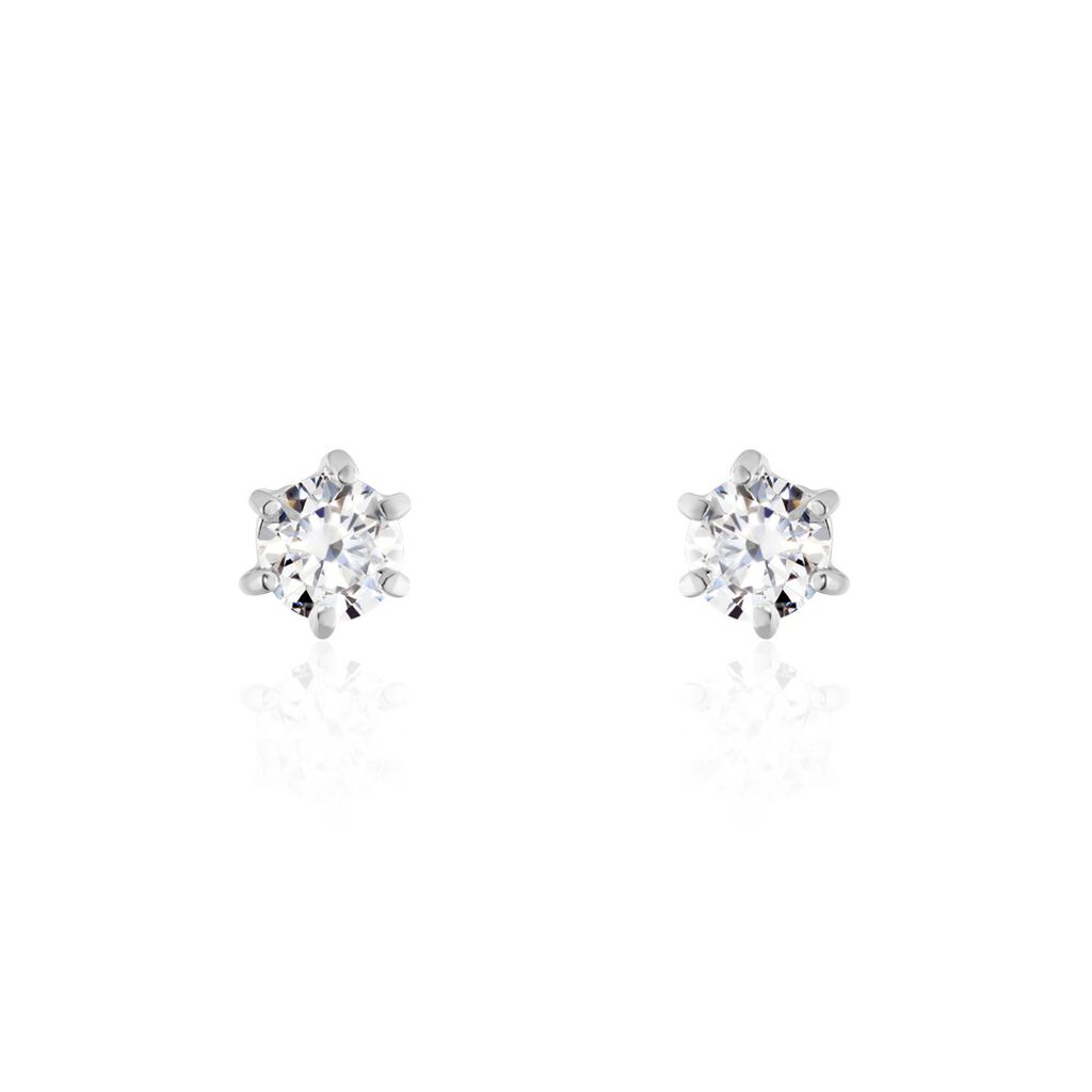 Boucles D'oreilles Puces Petrine Argent Blanc Oxyde De Zirconium - Puces Femme | Marc Orian