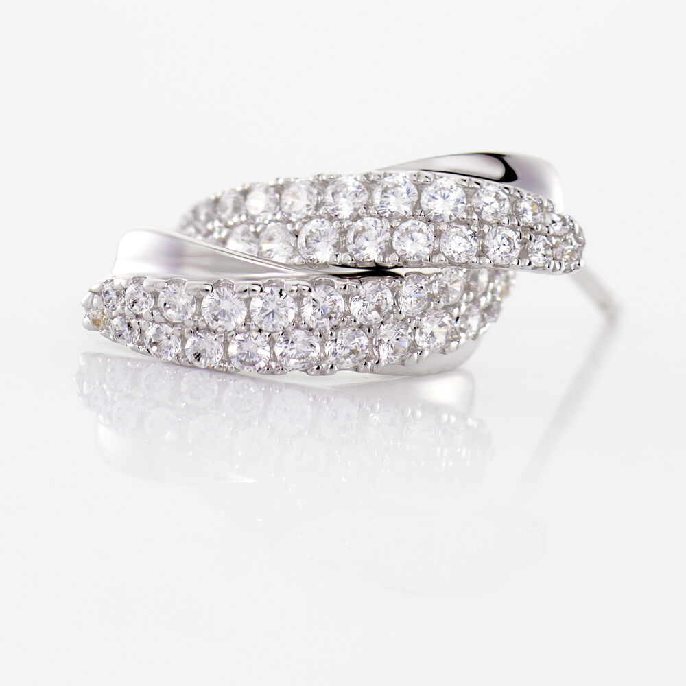 Boucles D'oreilles Puces Aglae Or Blanc Oxyde De Zirconium - Puces Femme | Marc Orian