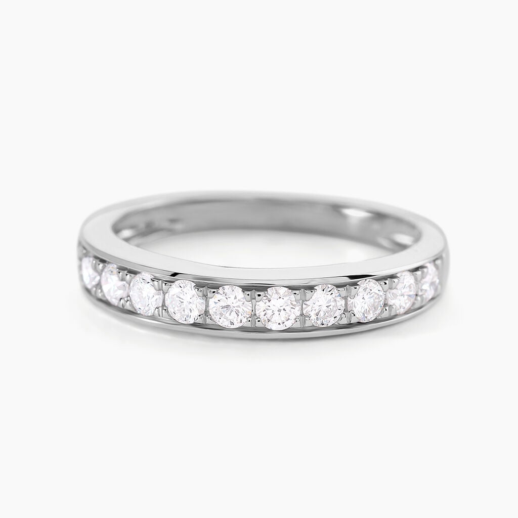 Demi-alliance Or Blanc  Valentine Diamant Synthetique - Alliances avec pierres Femme | Marc Orian