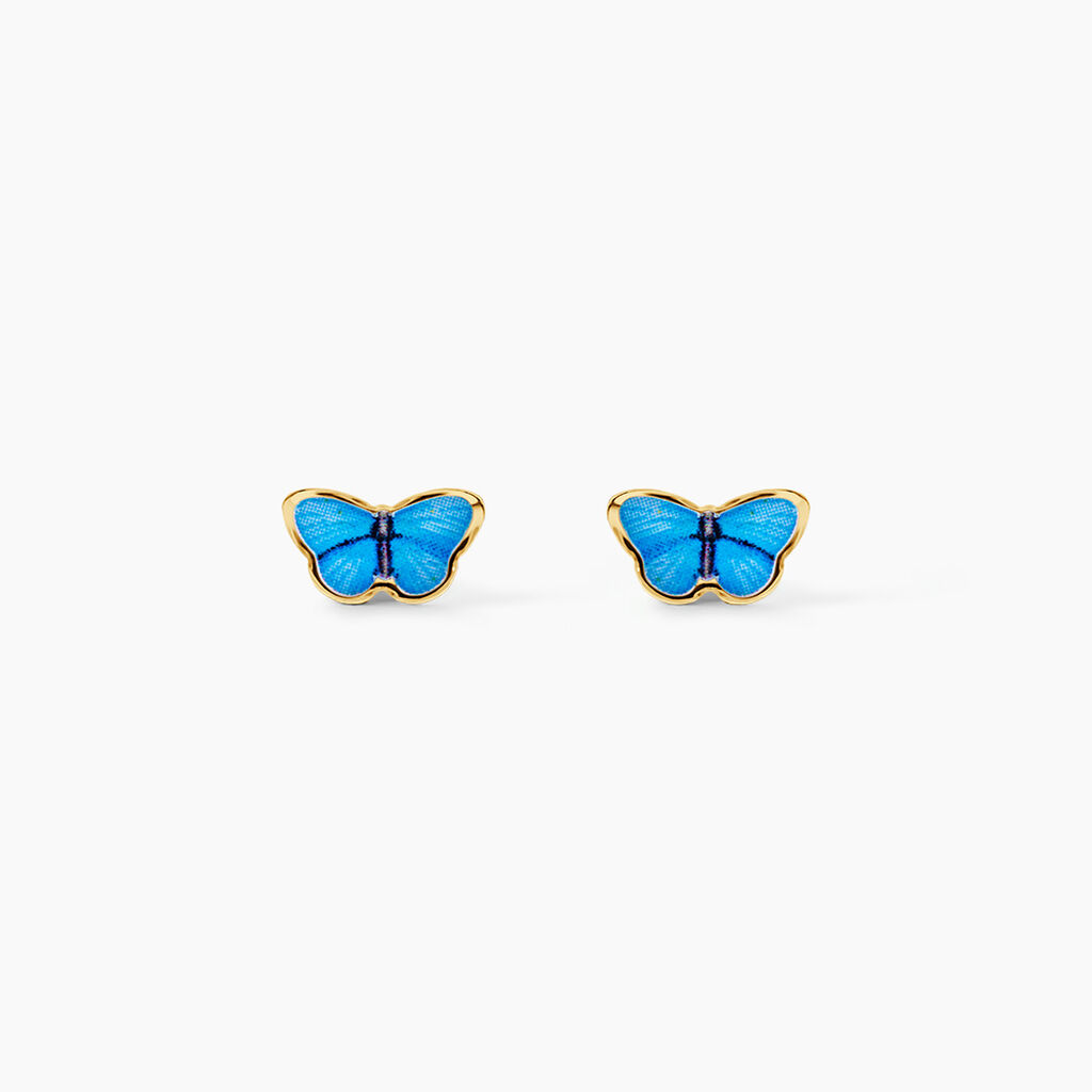 Boucles D'Oreilles Puces Sulivia Papillon Argent Dor&eacute; A L'Or 750/1000 - Puces Enfant | Marc Orian