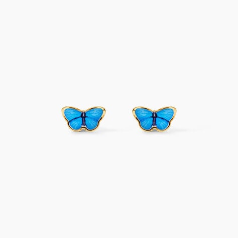 Boucles D'Oreilles Puces Sulivia Papillon Argent Dor&eacute; A L'Or 750/1000 - Puces Enfant | Marc Orian