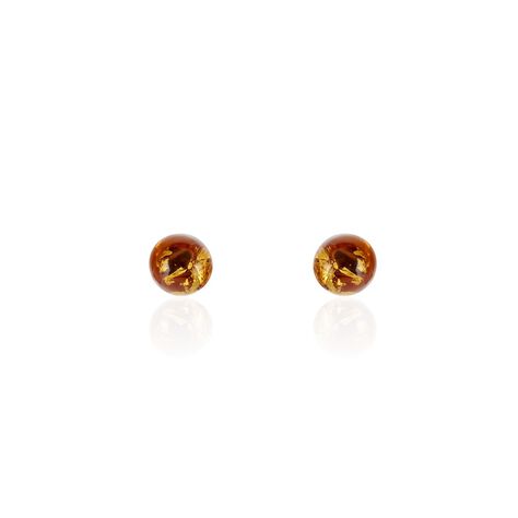 Boucles D'oreilles Puces Brunhild Argent Blanc Ambre - Puces Femme | Marc Orian
