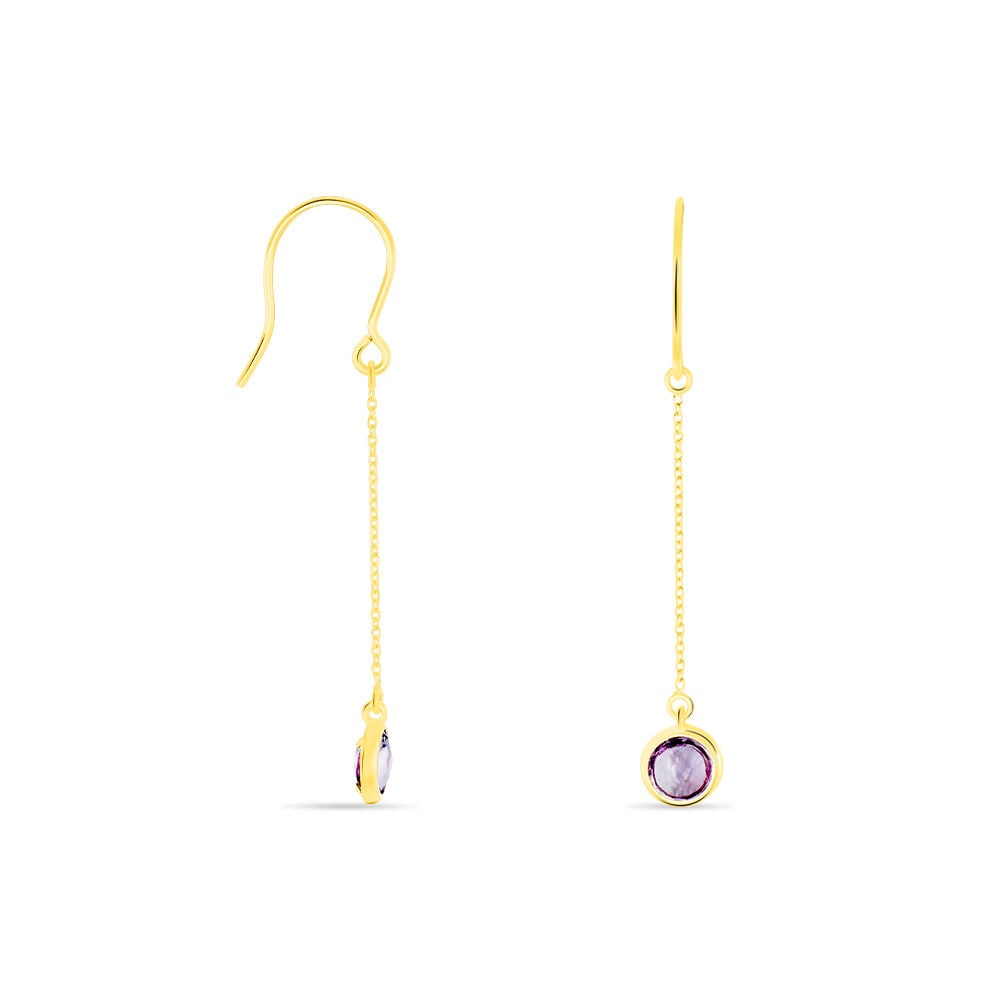 Boucles D'oreilles Pendantes Arenale Or Jaune Amethyste - Pendantes Femme | Marc Orian