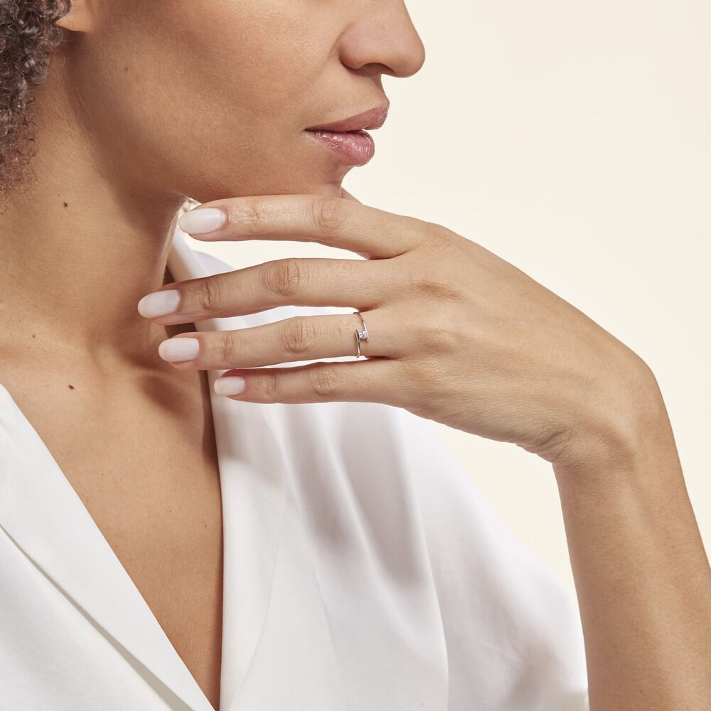 Bague Solitaire Moera Or Blanc Oxyde De Zirconium - Solitaires Femme | Marc Orian