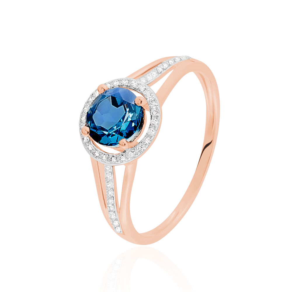 Bague Maeva Or Rose Topaze Et Oxyde De Zirconium - Bagues pierres fines Femme | Marc Orian