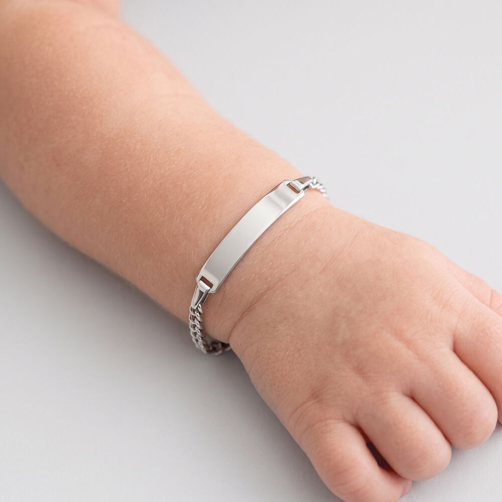 Bracelet Identit&eacute; Etheline Maille Gourmette Or Blanc - Gourmettes Enfant | Marc Orian