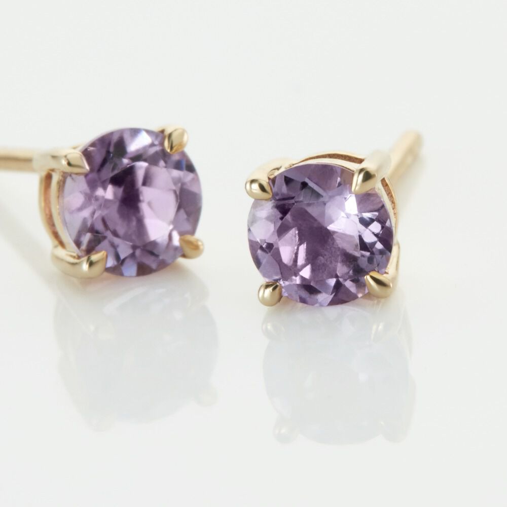 Boucles D'oreilles Puces Elea Or Jaune Amethyste Violet - Puces Femme | Marc Orian