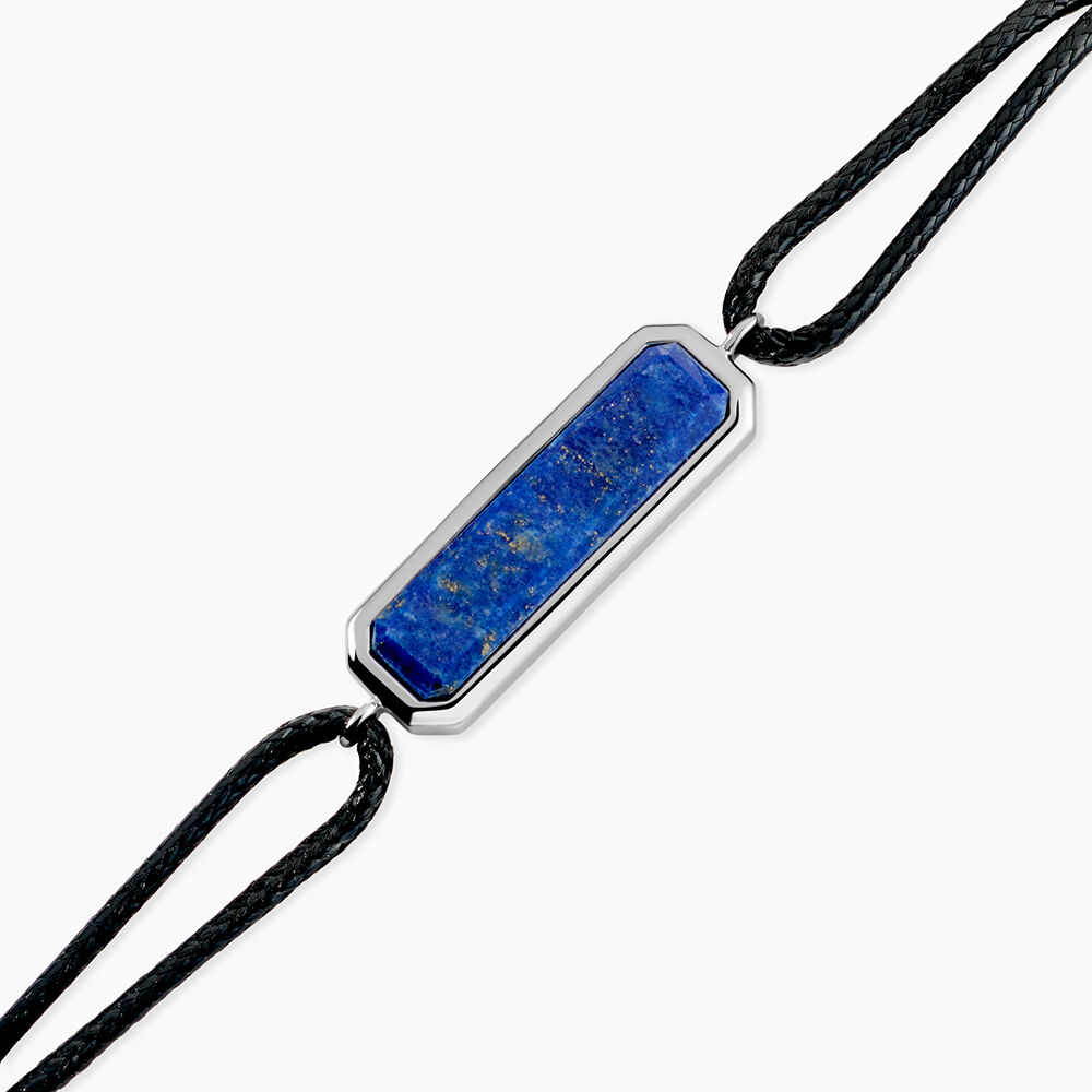 Bracelet Stones Argent Blanc Lapis Lazuli - Bracelets cordons Homme | Marc Orian