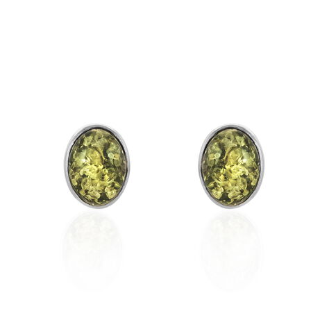 Boucles D'oreilles Puces Argent Blanc Anise Ambre - Clous d'oreilles Femme | Marc Orian