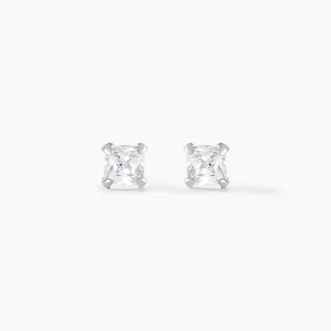 Boucles D'oreilles Puces Carre Argent Blanc Oxyde De Zirconium - Puces Femme | Marc Orian