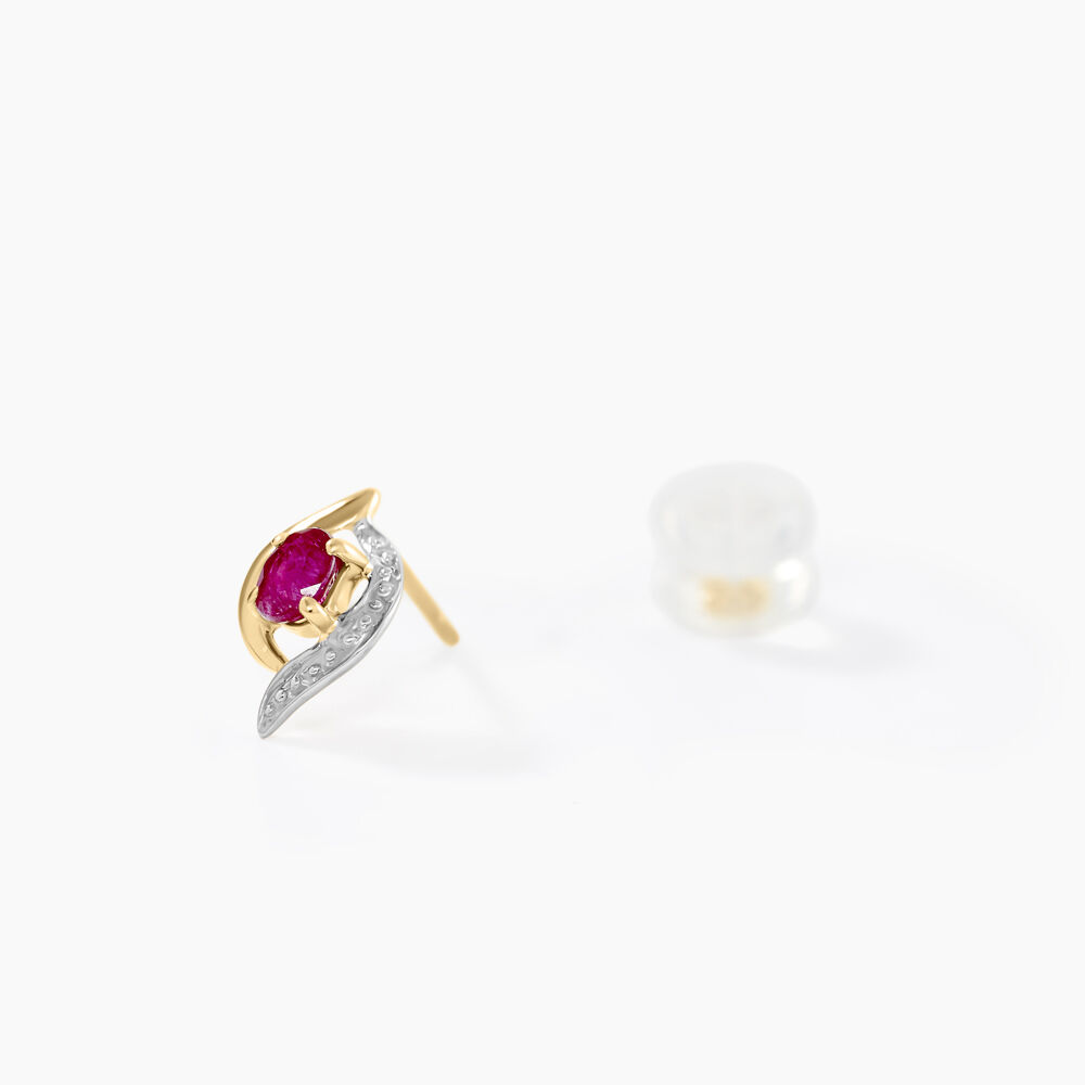 Boucles D'oreilles Puces Lydia Or Bicolore Rubis - Puces Femme | Marc Orian