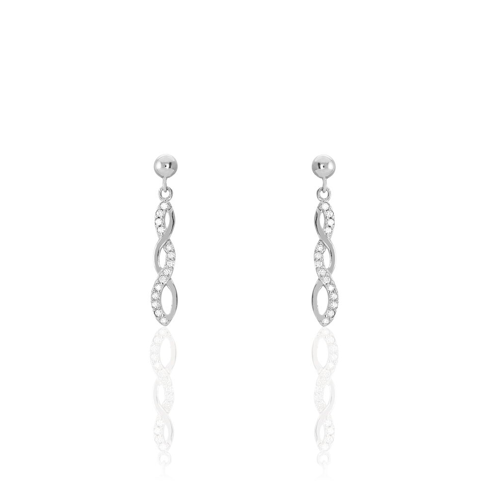 Boucles D'oreilles Pendantes Kessy Argent Blanc Oxyde De Zirconium - Pendantes Femme | Marc Orian