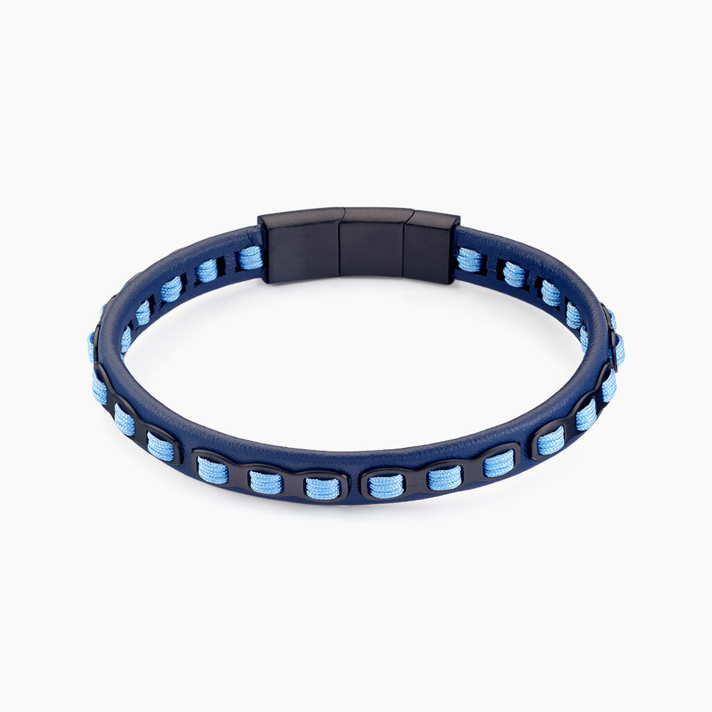 Bracelet Cuir De Vache Bleu - Bracelets cuir Homme | Marc Orian