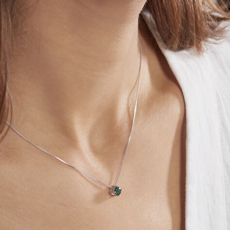 Collier Dwight Argent Blanc Oxyde De Zirconium Vert - Colliers Femme | Marc Orian