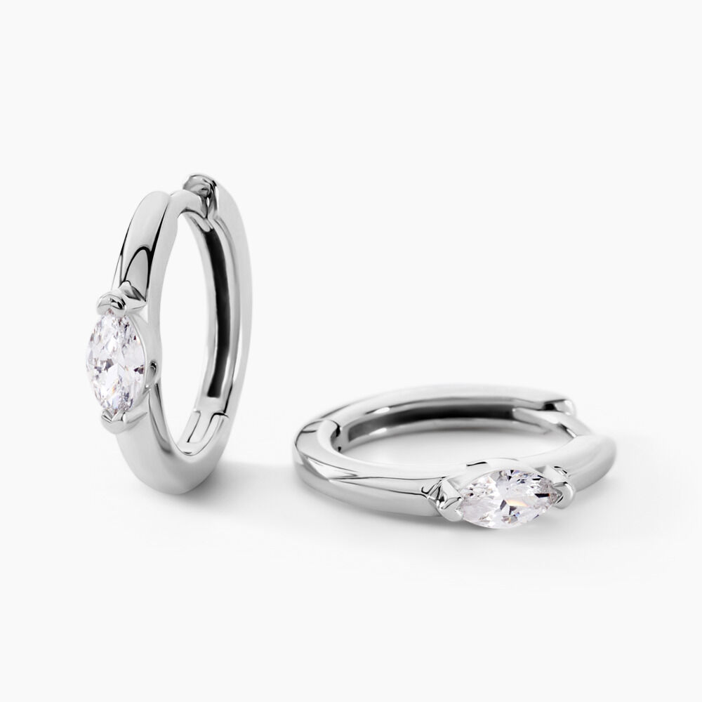 Créoles Ellinor Argent Blanc Oxyde De Zirconium - Créoles Femme | Marc Orian