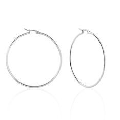 Créoles Carmela Acier Blanc - Boucles d'oreilles Créoles Femme | Marc Orian