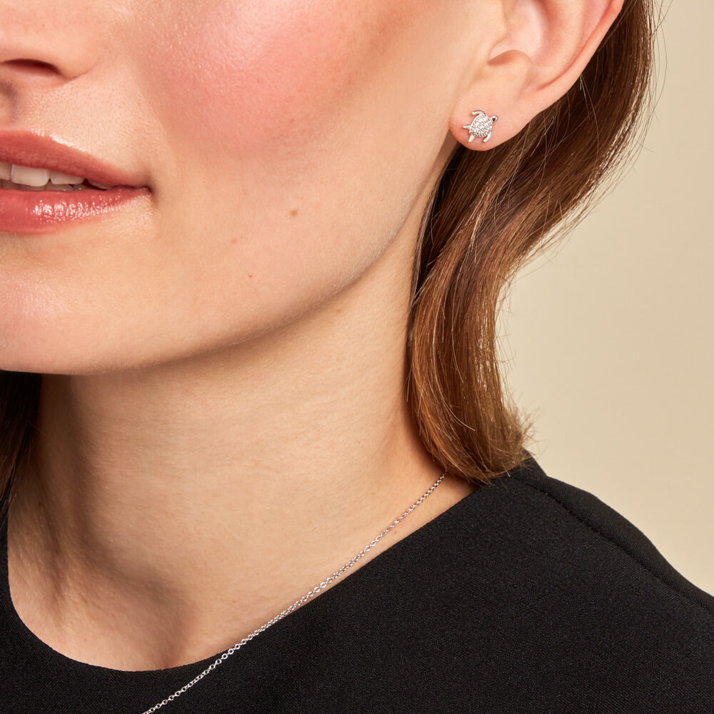 Boucles D'oreilles Puces Desert Argent Blanc Oxyde De Zirconium - Puces Femme | Marc Orian
