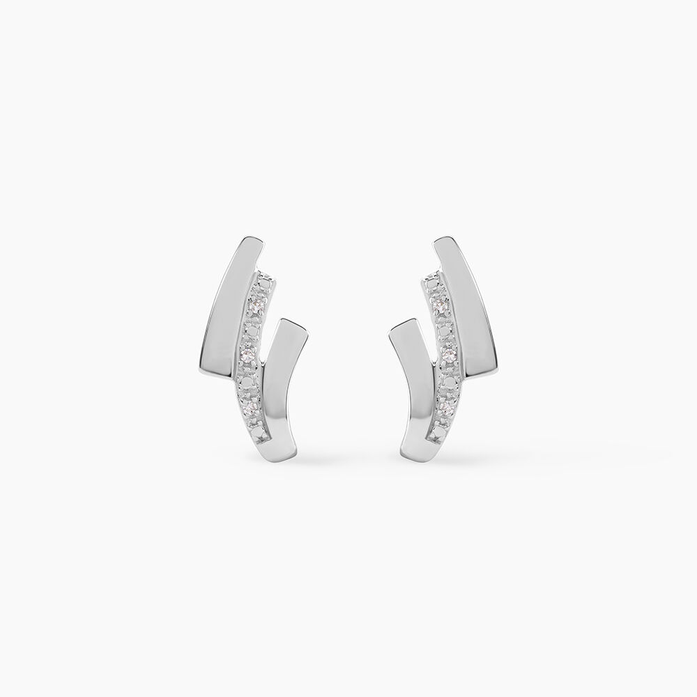 Boucles D'oreilles Puces Ainhoa Or Blanc Diamant - Puces Femme | Marc Orian