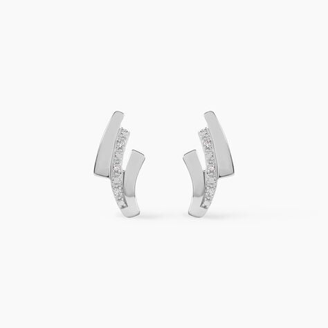 Boucles D'oreilles Puces Ainhoa Or Blanc Diamant - Puces Femme | Marc Orian