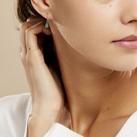 Boucles D'oreilles Pendantes Goutte Or Jaune Emeraude - Boucles d'oreilles Pendantes Femme | Marc Orian