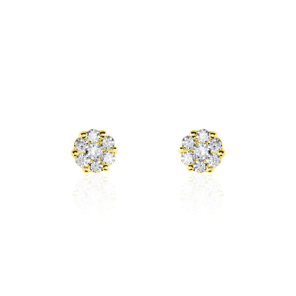 Boucles D'oreilles Puces Eleanor Fleur Or Jaune Oxyde De Zirconium - Puces Femme | Marc Orian