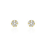 Boucles D'oreilles Puces Eleanor Fleur Or Jaune Oxyde De Zirconium - Puces Femme | Marc Orian